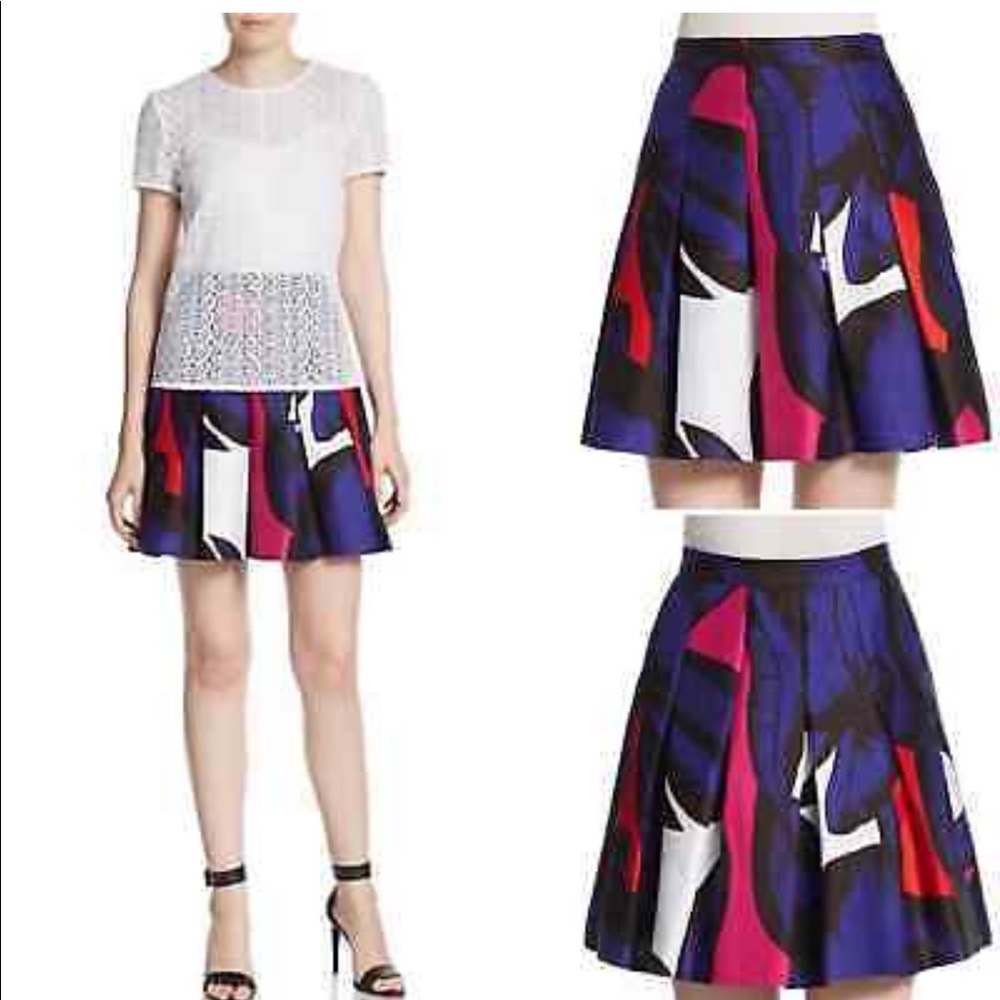 Diane Von Furstenberg Poppy Leopard Placement Pink Gemma Skirt Sz 4